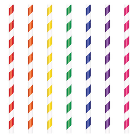 illustration colorful cocktail drinking straws setのイラスト素材