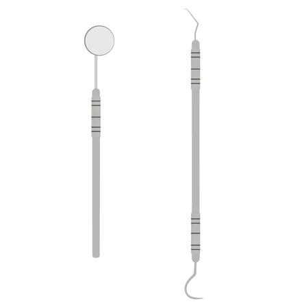 illustration dental mouth mirror. Dentist equipment, tool. Inspection, examination mirror flat iconのイラスト素材