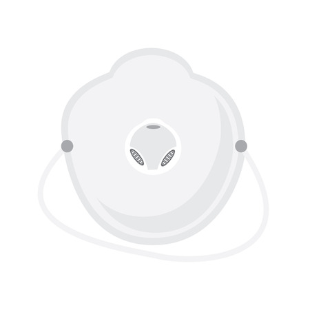 illustration white medical mask, respirator flat icon. Medical accessories. Medical doctor maskのイラスト素材