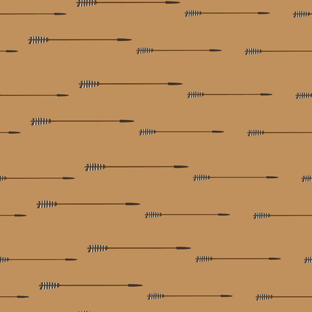 Vector illustration seamless pattern with tribal arrows on brown backgroundのイラスト素材