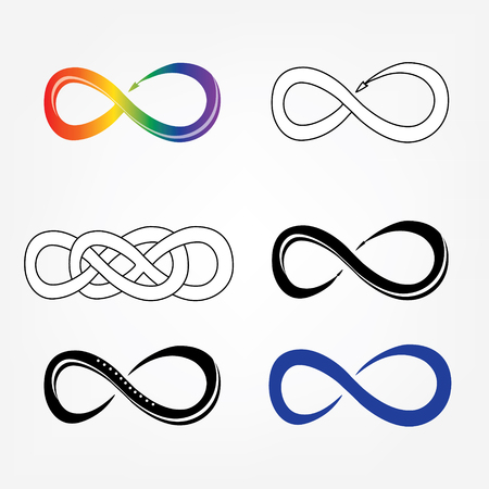 Vector illustration infinity symbols, sign icon set. Limitless symbol, icon のイラスト素材