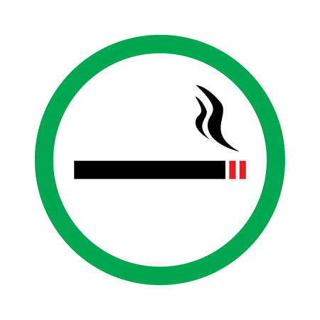 Vector illustration smoking area green sign. Can smoke hearのイラスト素材