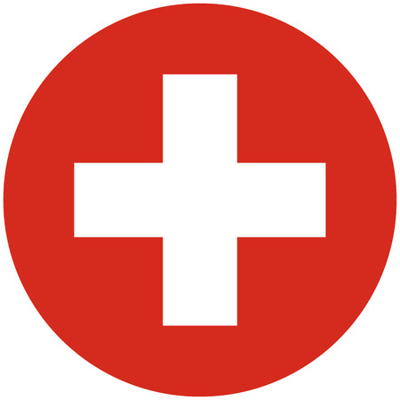 Vector illustration round flag of Switzerland country. Swiss flag. Button or badgeのイラスト素材
