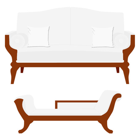 Vector illustration sofa, divan or couch. Classic vintage furnitureのイラスト素材