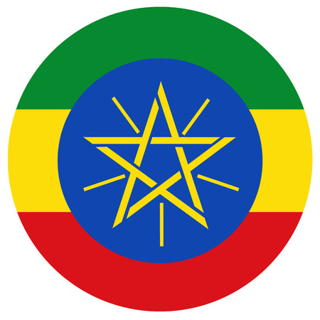 Vector illustration Ethiopia flag vector icon. Round national flag of Ethiopia. Ethiopia flag buttonのイラスト素材