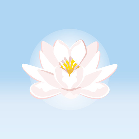 Vector illustration beautiful blue water lily or lotus flower isolated on blue background.のイラスト素材