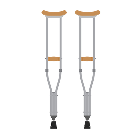 Crutches icon. Vector illustration of pair wooden crutches or medical walking sticks for rehabilitation of broken leg.のイラスト素材