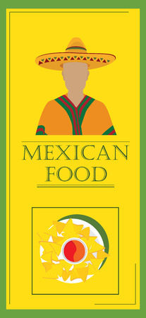 Vector illustration mexican food poster for restaurant. Mexican traditional food cafe restaurant and bar banner. Mexican menu templateのイラスト素材