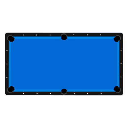 Vector illustration realistic pool table. Billiard table with blue cloth top view