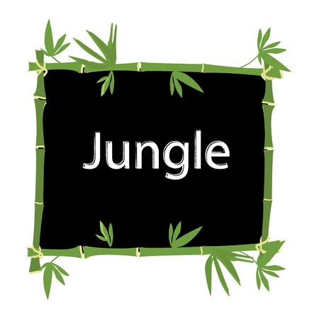 Vector illustration bamboo frame with text jungle isolated on white background. Template bamboo boardのイラスト素材