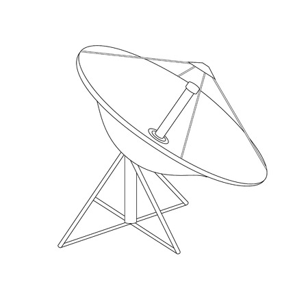 Raster illustration satellite dish antenna outline drawing. Radar flat con.の写真素材