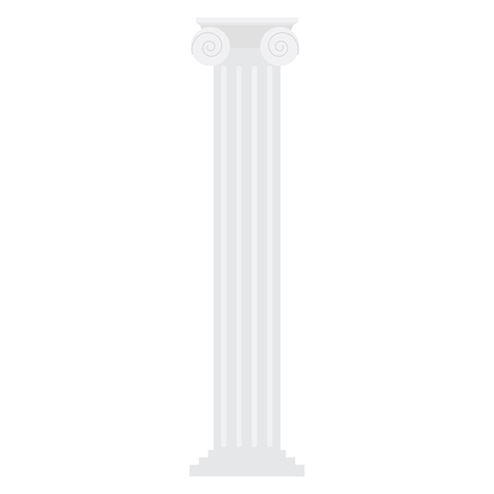 Vector illustration white antique ionic column isolated on white background. Classic column in Greek Ancient styleのイラスト素材