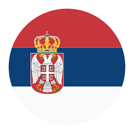 Vector illustration flag of Serbia icon. Round national flag of Serbia. Serbia flag buttonのイラスト素材