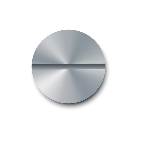 Vector illustration realistic screw bolt isolated on white background. Bolt cap top view. Metal shiny screw boltのイラスト素材