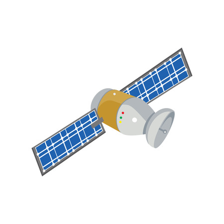 Raster illustration communication satellite icon with solar cells, battery.の写真素材