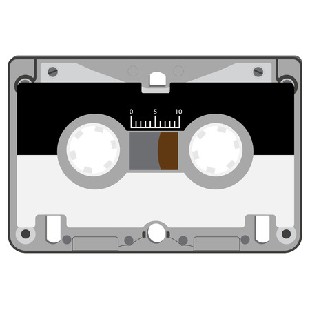 Vector illustration realistic audio cassette tape isolated on white backgroundのイラスト素材