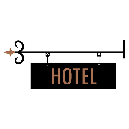 Vector illustration hotel vintage, old sign.  Signage shop sign route hanging information banner retailer. Hotel door signのイラスト素材