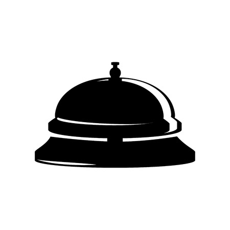 Raster illustration hotel bell. Reception bell flat icon. Black silhouette of reception service bellの写真素材