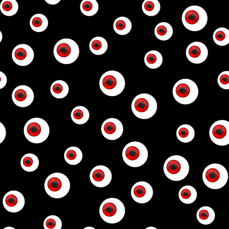 Vector illustration scary fantasy seamless patttern with red eyes. Background with creepy eyeballsのイラスト素材
