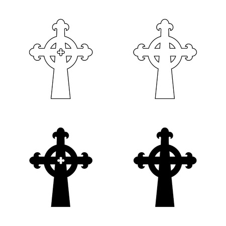 Vector illustration set, collection of four holy cross icons isolated on white background. Religious symbol. God.のイラスト素材