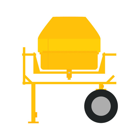 industrial yellow concrete, cement mixer pouring cement.のイラスト素材