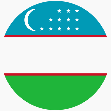 raster illustration flag of Uzbekistan icon. Round national flag of Uzbekistan.の写真素材