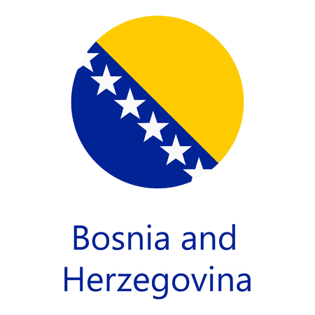 Vector illustration Bosnia and Herzegovina flag vector icon. Round national flag of Bosnia and Herzegovina. Bosnia and Herzegovina flag buttonのイラスト素材