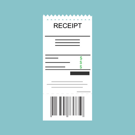 Receipt icon. Raster illustration paying bills concept. Payment of utility, bank, restaurant and other bills. Giving or receiving bill.の写真素材
