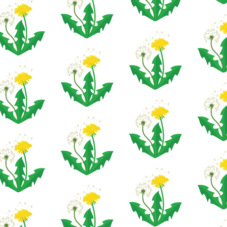 Raster illustration decorative Raster pattern with dandelions. Nature floral background.の写真素材