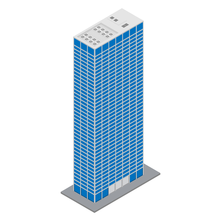 Vector illustration 3d isometric perspective modern skyscraper or office building icon.のイラスト素材