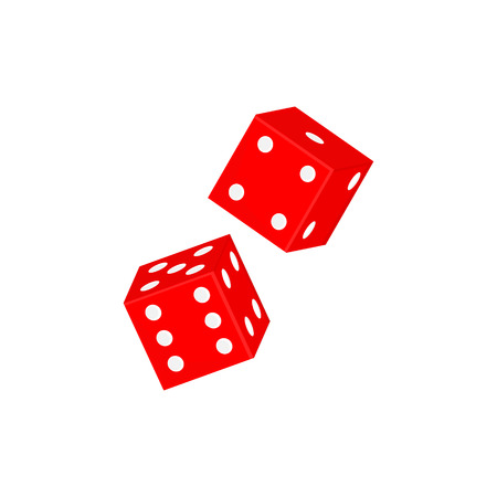 Vector illustration casino red dices icon isolated on white background.のイラスト素材