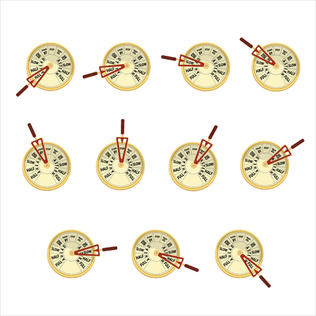 Vector illustration set, collection golden vintage engine room telegraph.のイラスト素材