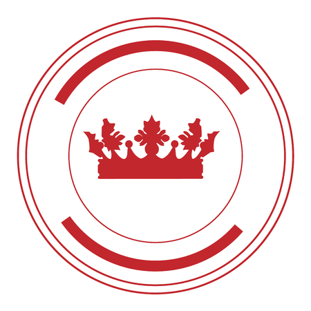 Vector illustration red round rubber stamp without text with crown isolated on white backgroundのイラスト素材