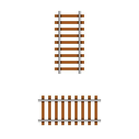 Raster illustration railway railroad track isolated on white background. Railroad element icon set, collection.の写真素材