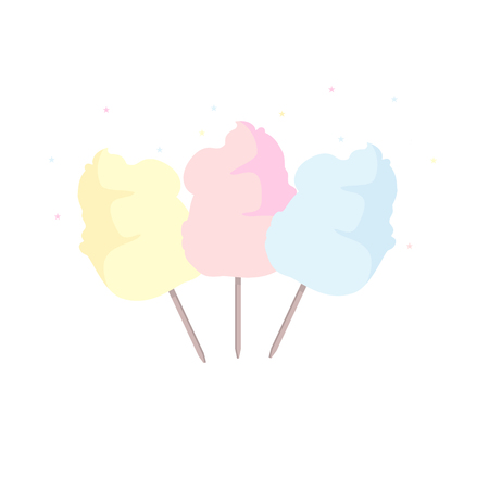 Vector illustration sweet pink, orange and blue cotton candy icon set.のイラスト素材