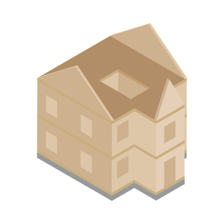 Vector illustration house, building construction phase isometric icon isolated on white backgroundのイラスト素材
