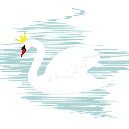 Vector illustration greeting card, poster with beautiful swan.  Swan queen.のイラスト素材