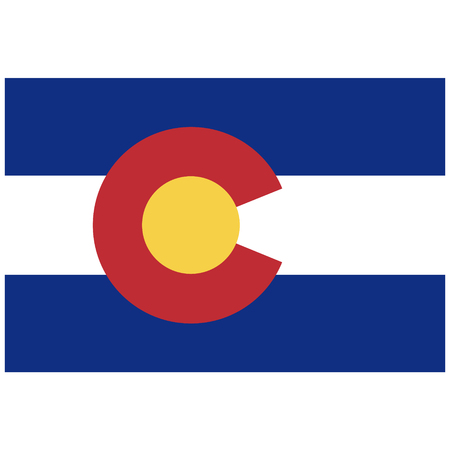 Rectangle Colorado state flag vector icon isolated on white background. USA Colorado state flag buttonのイラスト素材