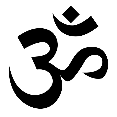 Raster illustration black hindu Om symbol, sign. Religious, sacred and spiritual icon.の写真素材