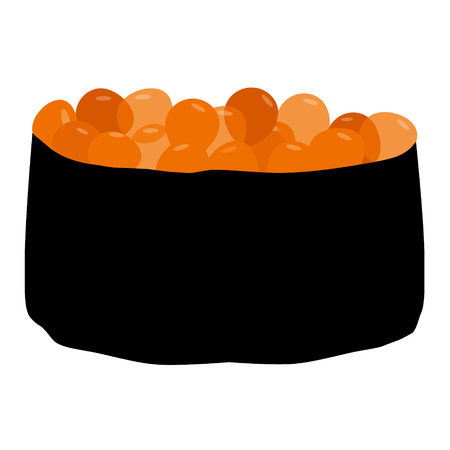 Vector illustration sushi tobiko nigiri with flying fish caviar  isolated on white. Japanese traditional food.のイラスト素材