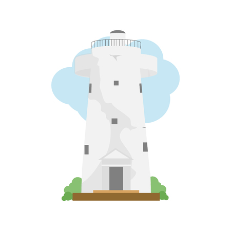 Vector illustration lighthouse icon flat design isolated on white background. Lighthouse lightのイラスト素材