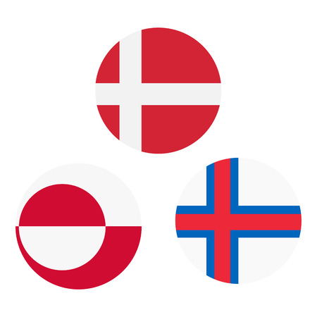 Greenland, Denmark and Faroe Islands round flagsのイラスト素材