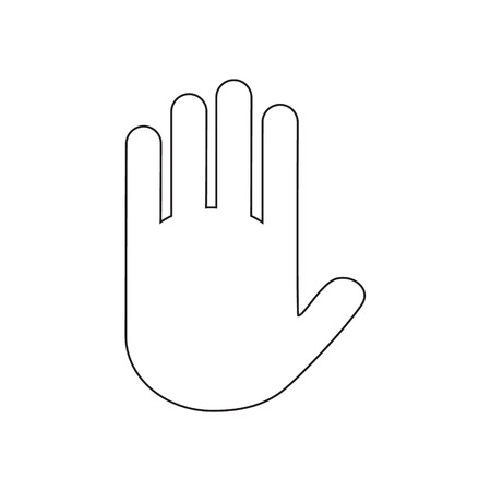 Vector illustration outline drawing hand isolated on white background. Stop sign or symbol icon.のイラスト素材