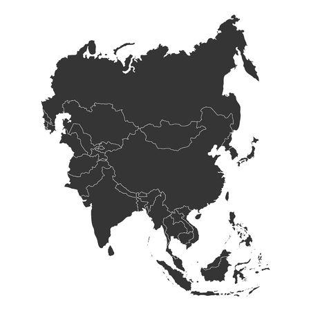 Raster illustration Asia outline map isolated on white background. Asian continent iconの写真素材