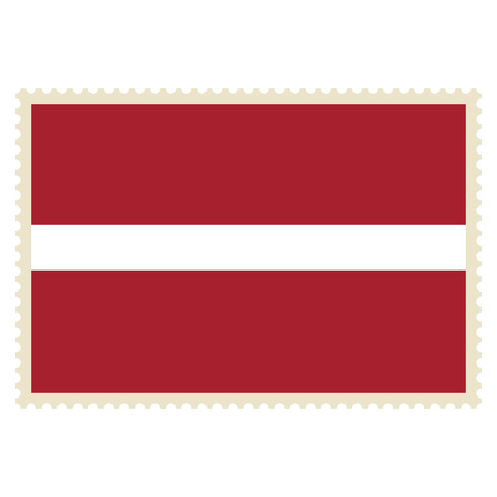 Vector icon Latvia flag on postage stamp isolated on white background.のイラスト素材