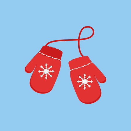 Vector illustration pair of knitted Christmas mittensのイラスト素材