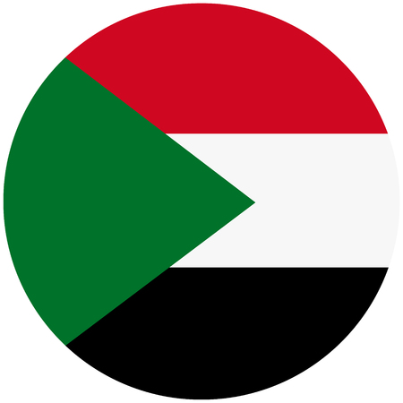 Vector illustration Sudan flag icon isolated on white background. Round national flag of Sudan. Flag buttonのイラスト素材