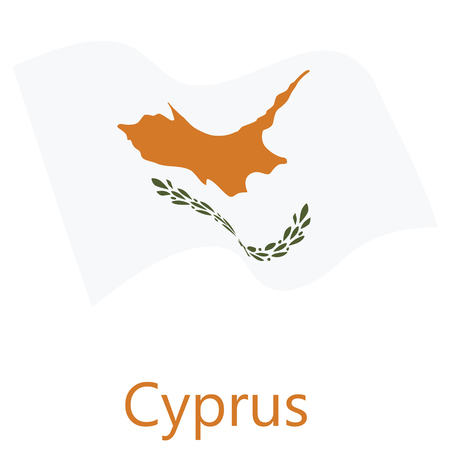 Raster illustration waving flag of  Cyprus icon. Cyprus flag button isolated on white backgroundの写真素材