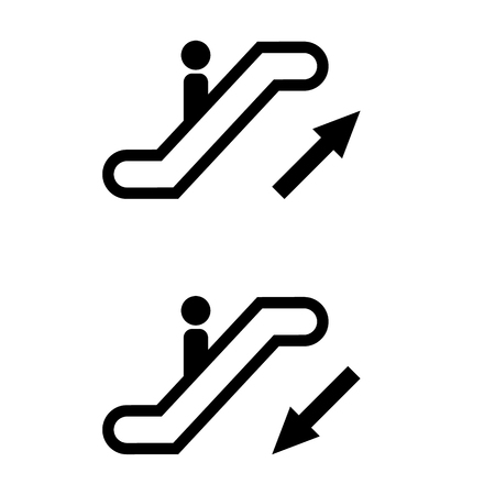 Raster illustration escalator icon set up and down  information sign, symbols.の写真素材