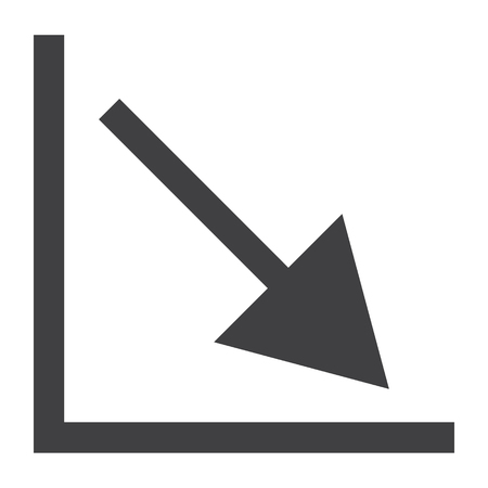 Black chart symbol with an arrow pointing downのイラスト素材